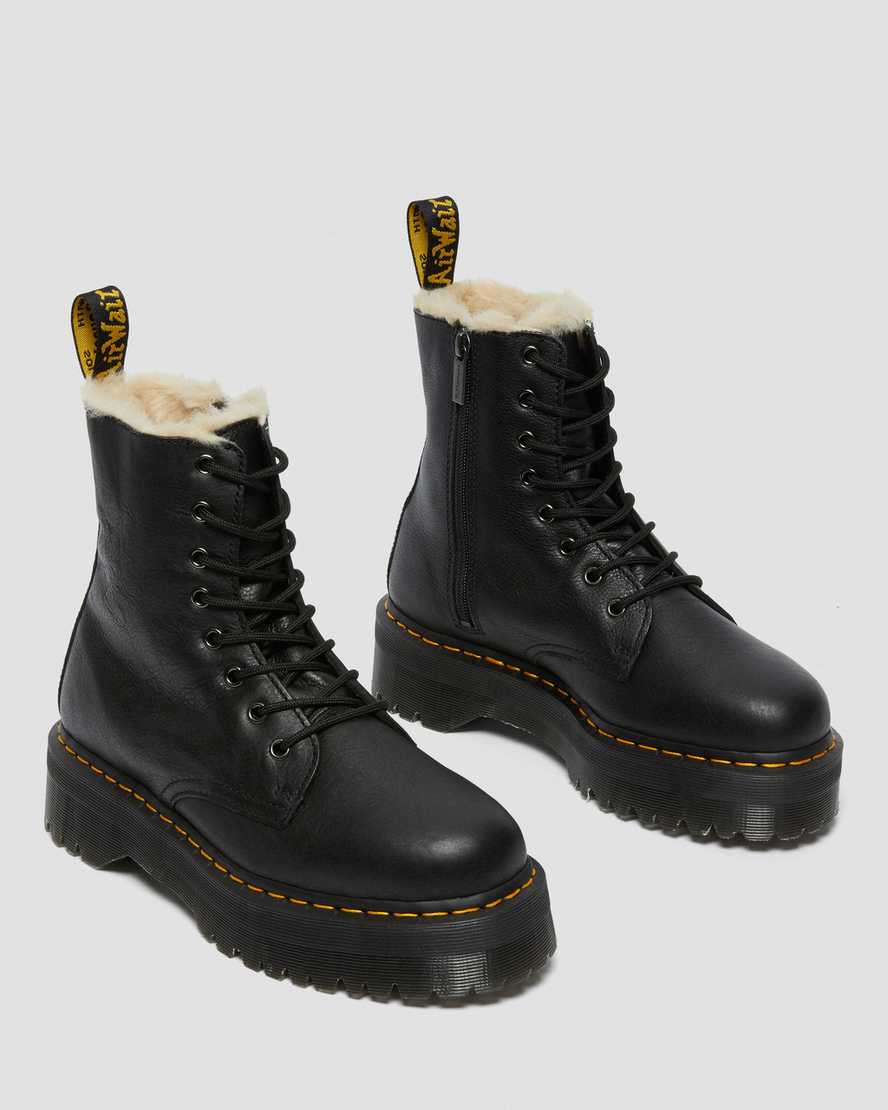 botas de plataforma negras dr martens jadon con forro de piel sintética para hombre