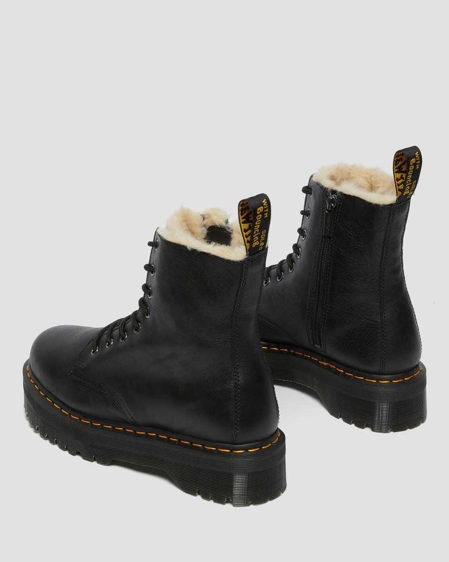 botas de plataforma negras dr martens jadon con forro de piel sintética para hombre