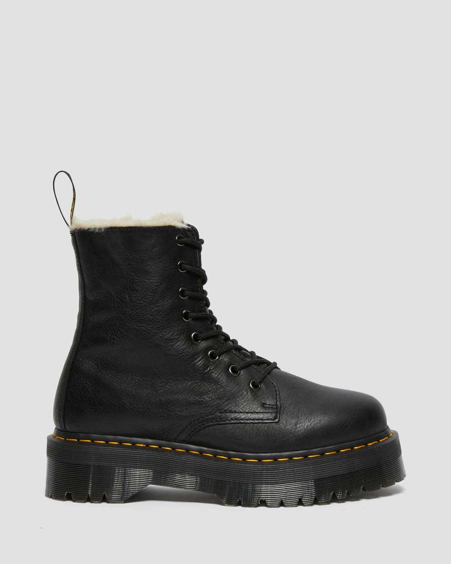 botas de plataforma negras dr martens jadon con forro de piel sintética para hombre