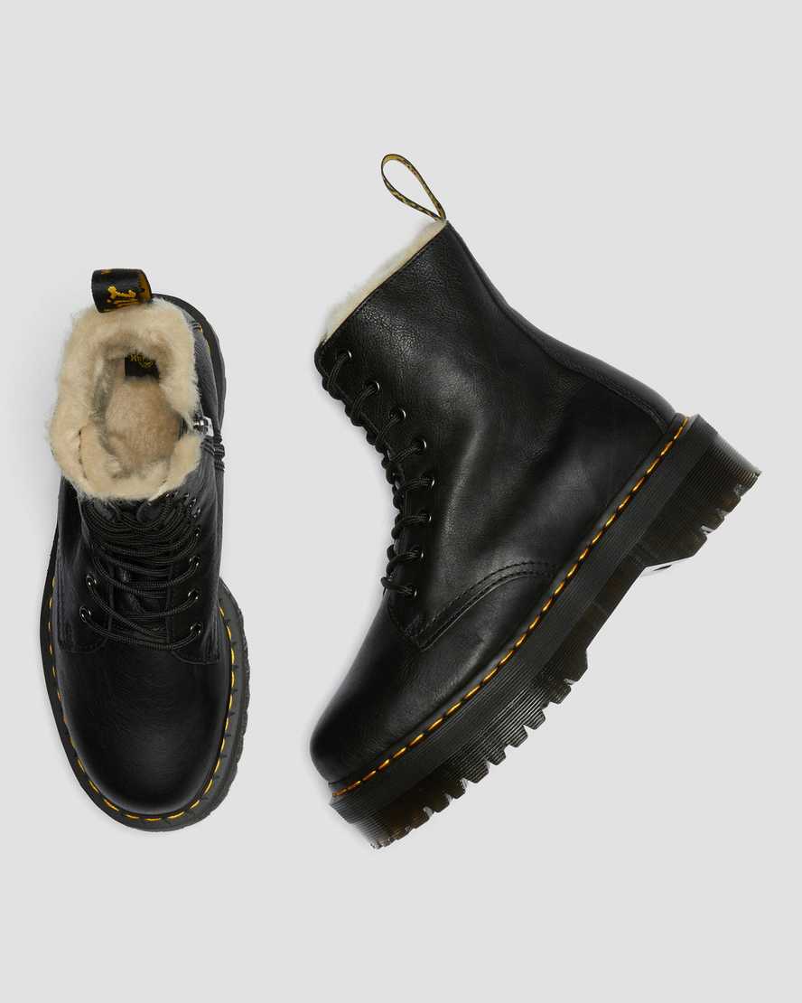 botas de plataforma negras dr martens jadon con forro de piel sintética para hombre