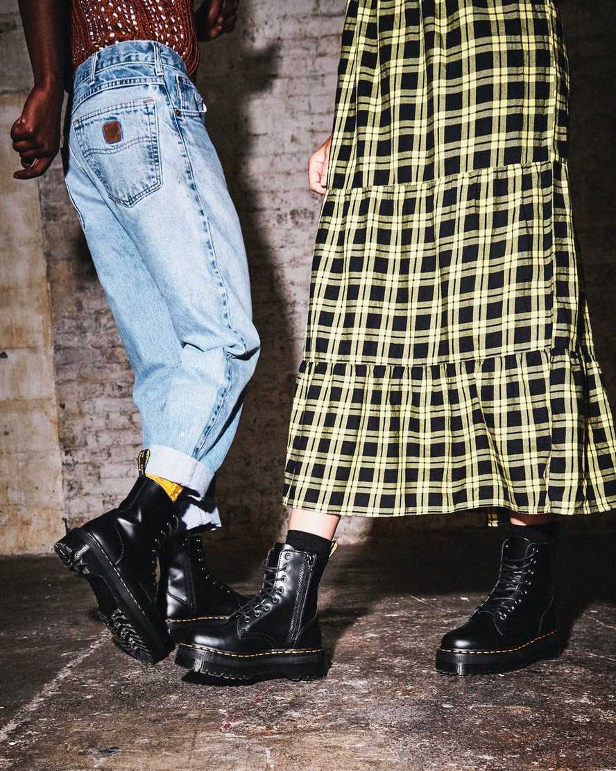 botas de plataforma dr. martens jadon smooth negras para hombre