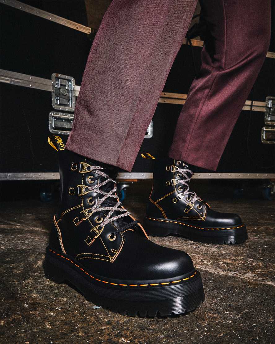 botas de plataforma con doble cordón dr. martens collier negras para hombre