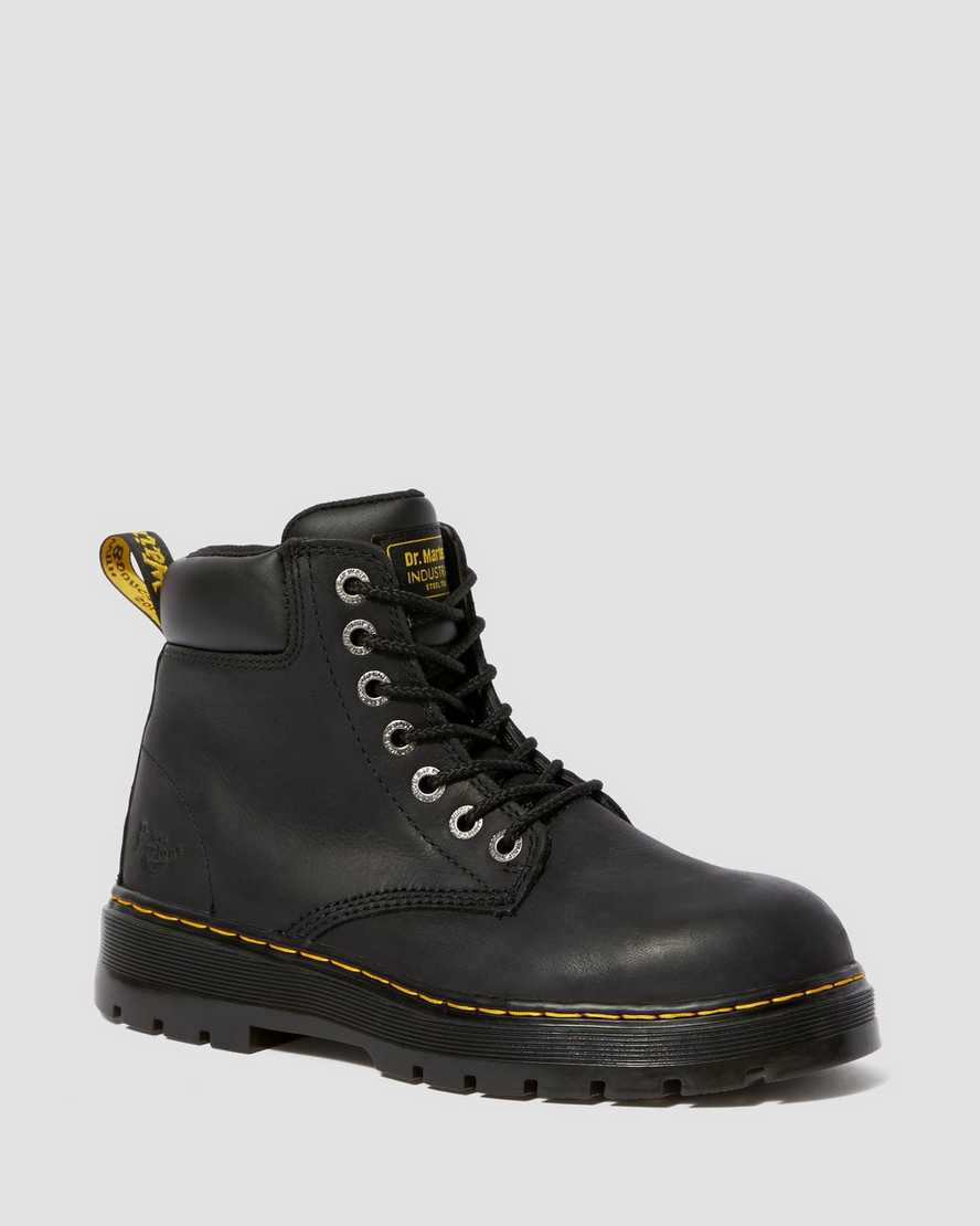 botas de trabajo dr. martens winch extra anchas negras para hombre