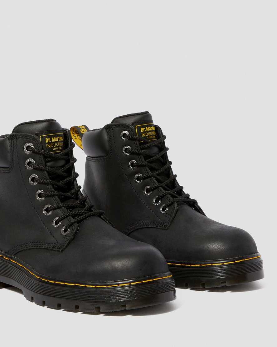 botas de trabajo dr. martens winch extra anchas negras para hombre