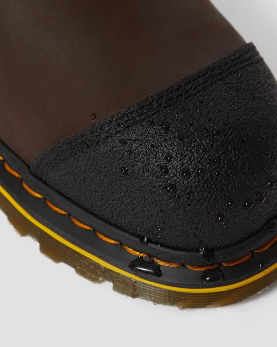 botas de trabajo dr. martens firth impermeables con punta de acero para hombre en marrón oscuro