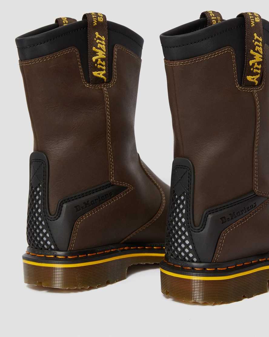 botas de trabajo dr. martens firth impermeables con punta de acero para hombre en marrón oscuro