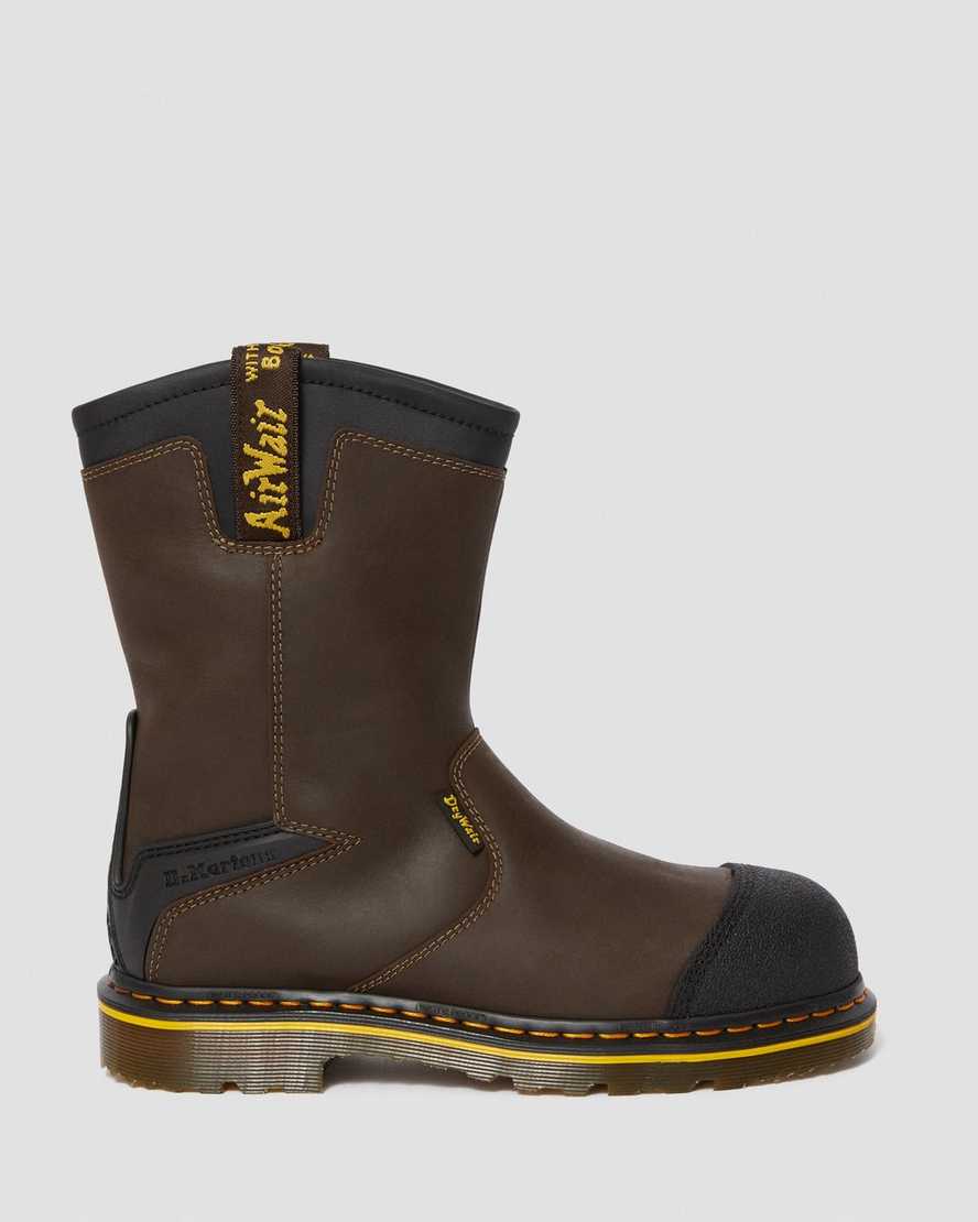 botas de trabajo dr. martens firth impermeables con punta de acero para hombre en marrón oscuro