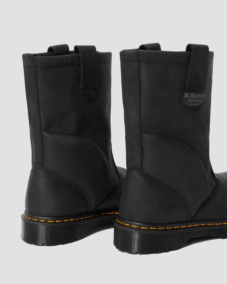 botas de trabajo dr. martens 2295 extra anchas y sin cordones para hombre color negro