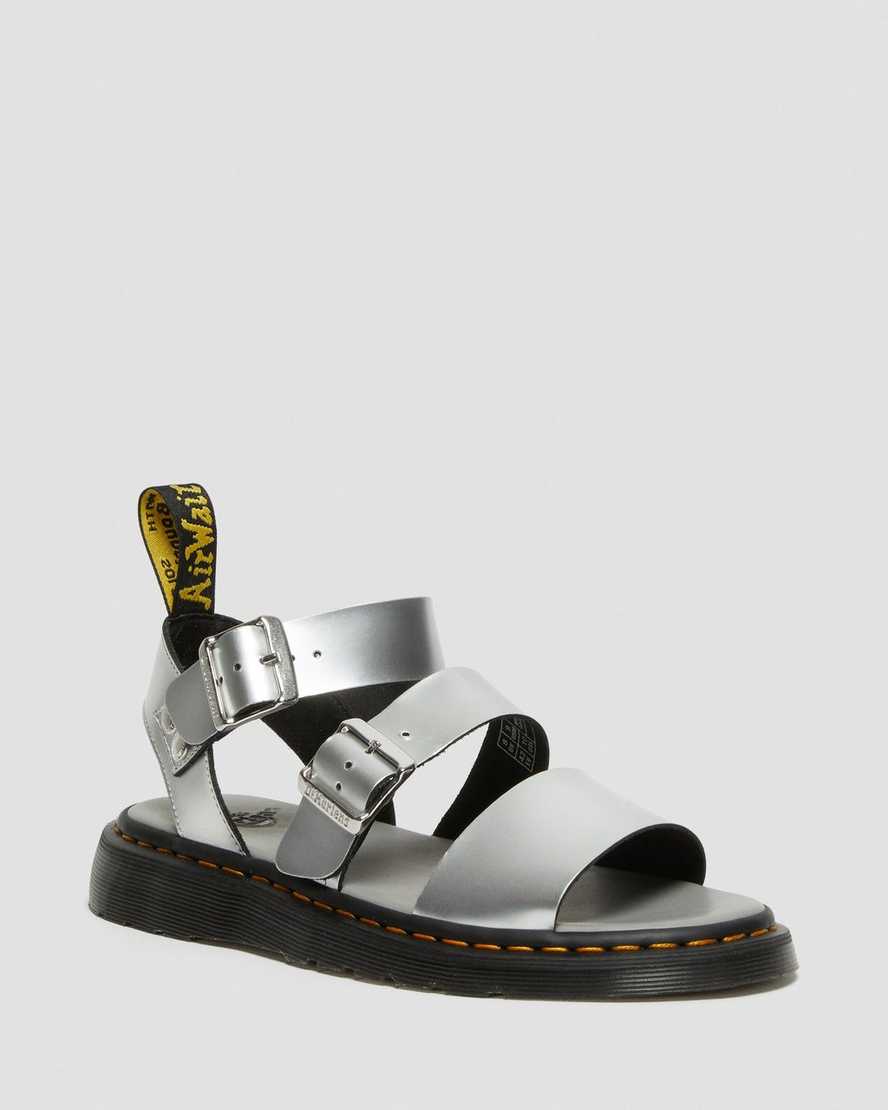 sandalias de gladiador dr. martens gryphon metalizadas plateadas para hombre