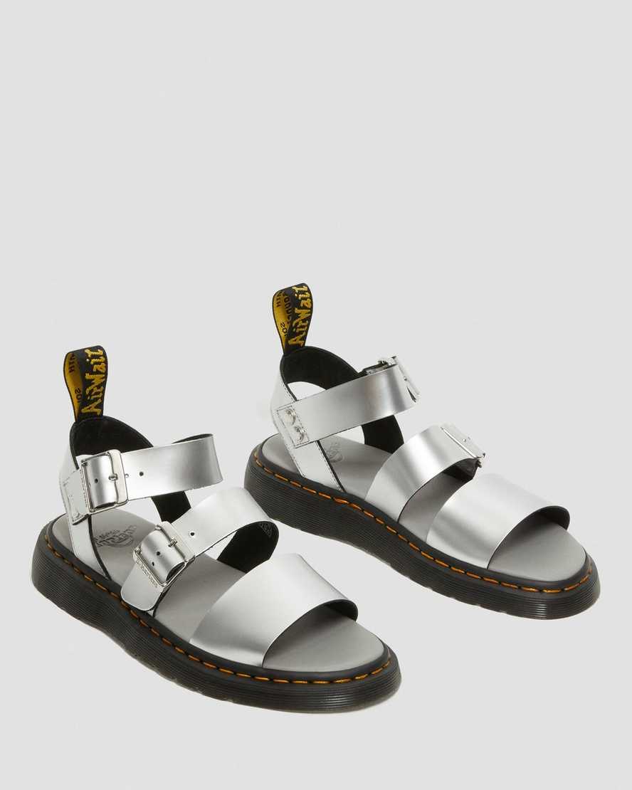 sandalias de gladiador dr. martens gryphon metalizadas plateadas para hombre