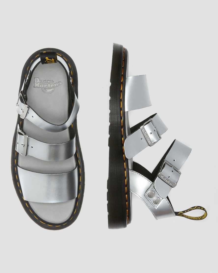 sandalias de gladiador dr. martens gryphon metalizadas plateadas para hombre