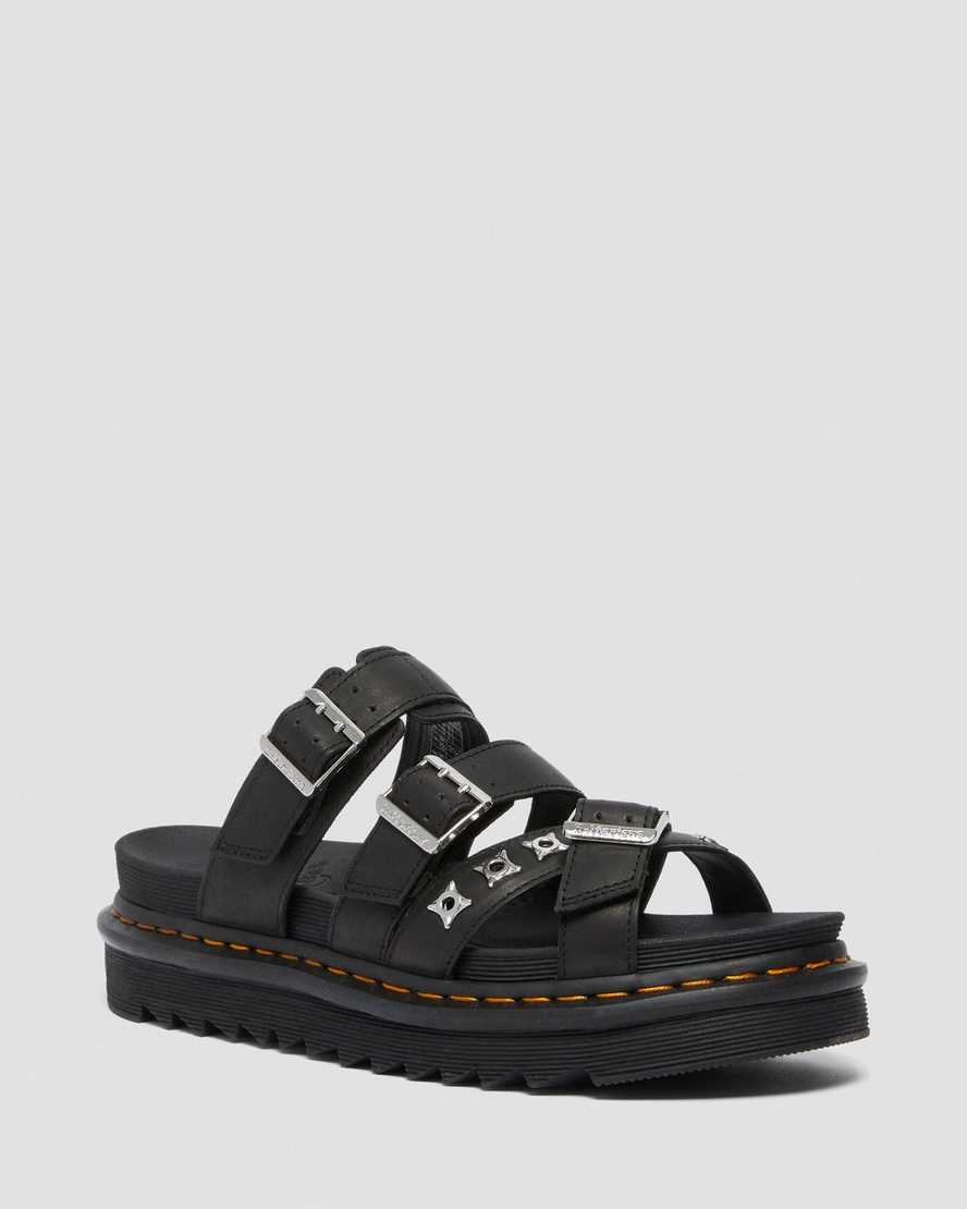 sandalias negras dr martens ryker ii con tiras de herrajes para hombre
