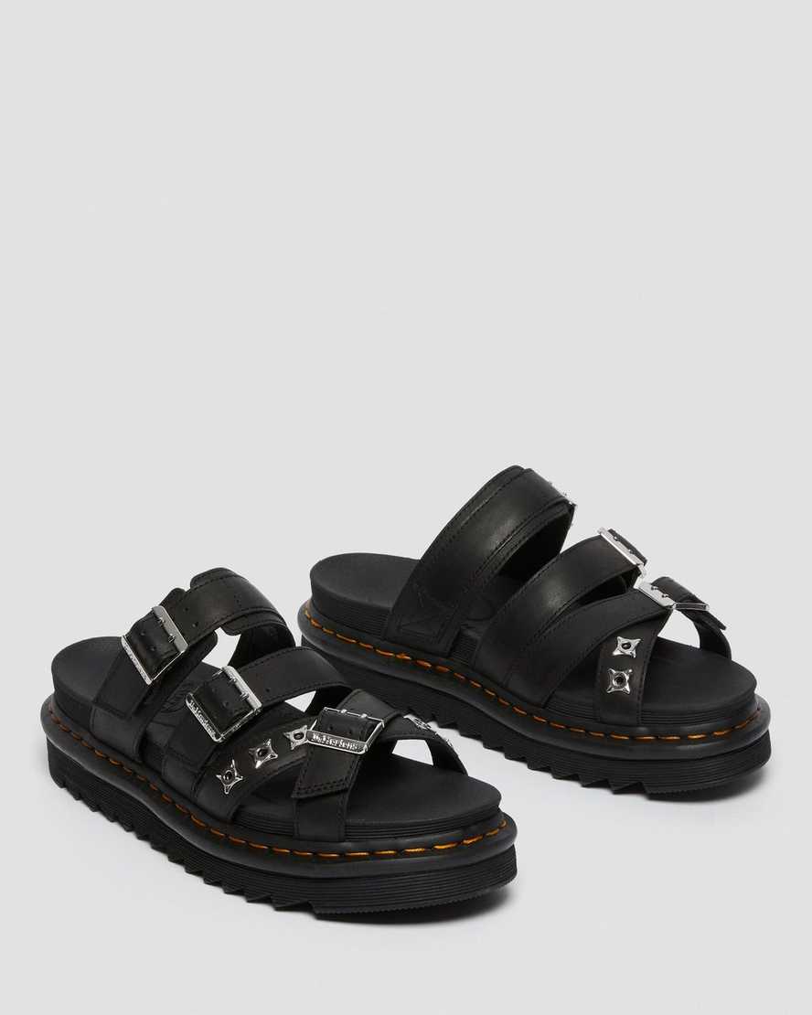 sandalias negras dr martens ryker ii con tiras de herrajes para hombre
