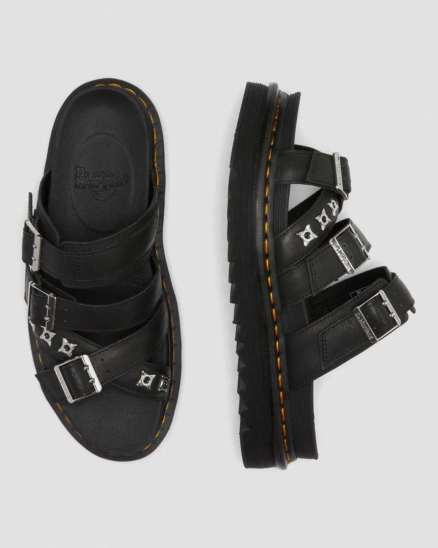 sandalias negras dr martens ryker ii con tiras de herrajes para hombre