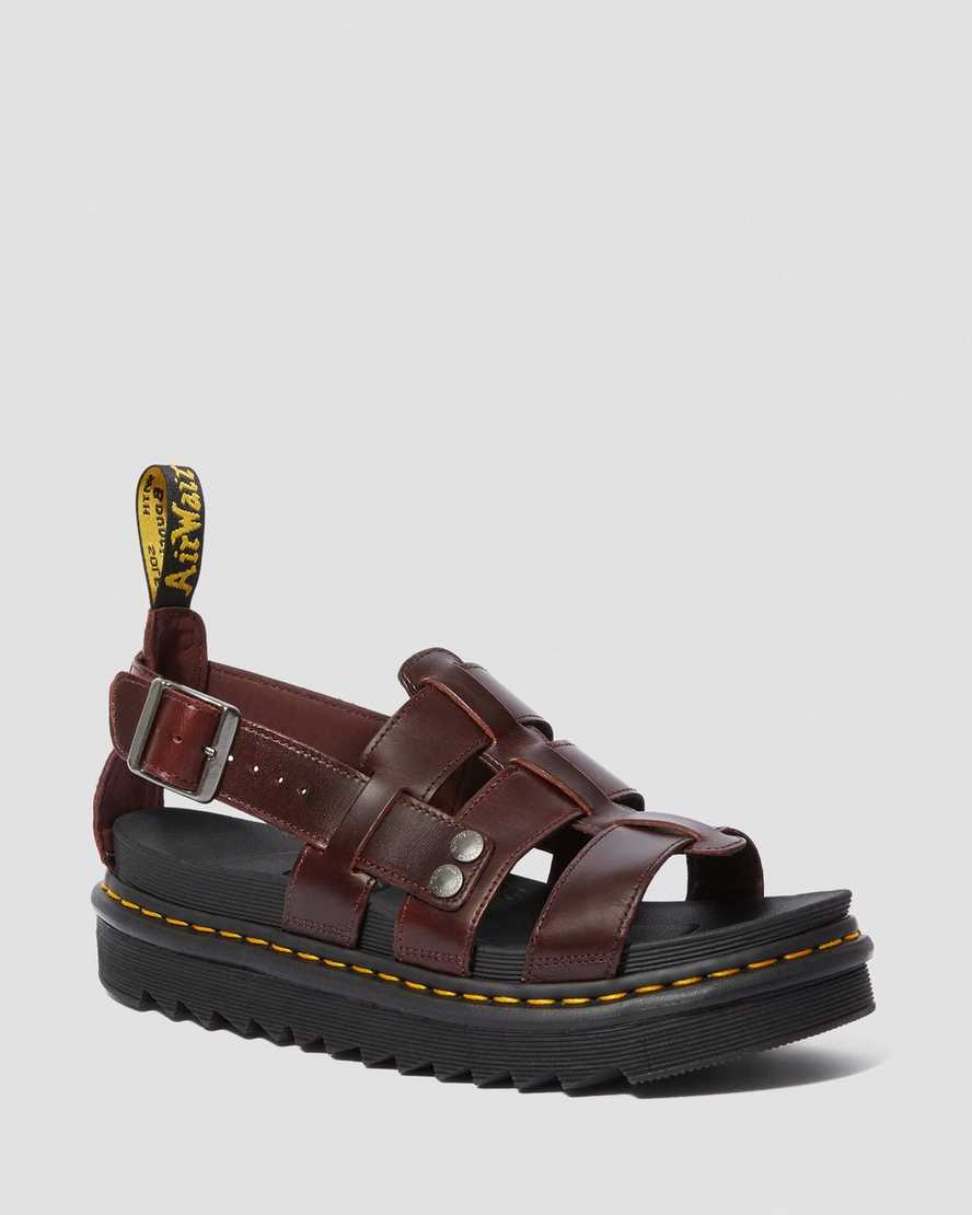 sandalias con tiras dr martens terry para hombre en color marrón