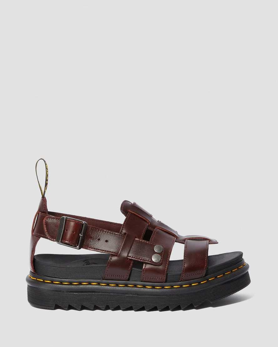 sandalias con tiras dr martens terry para hombre en color marrón