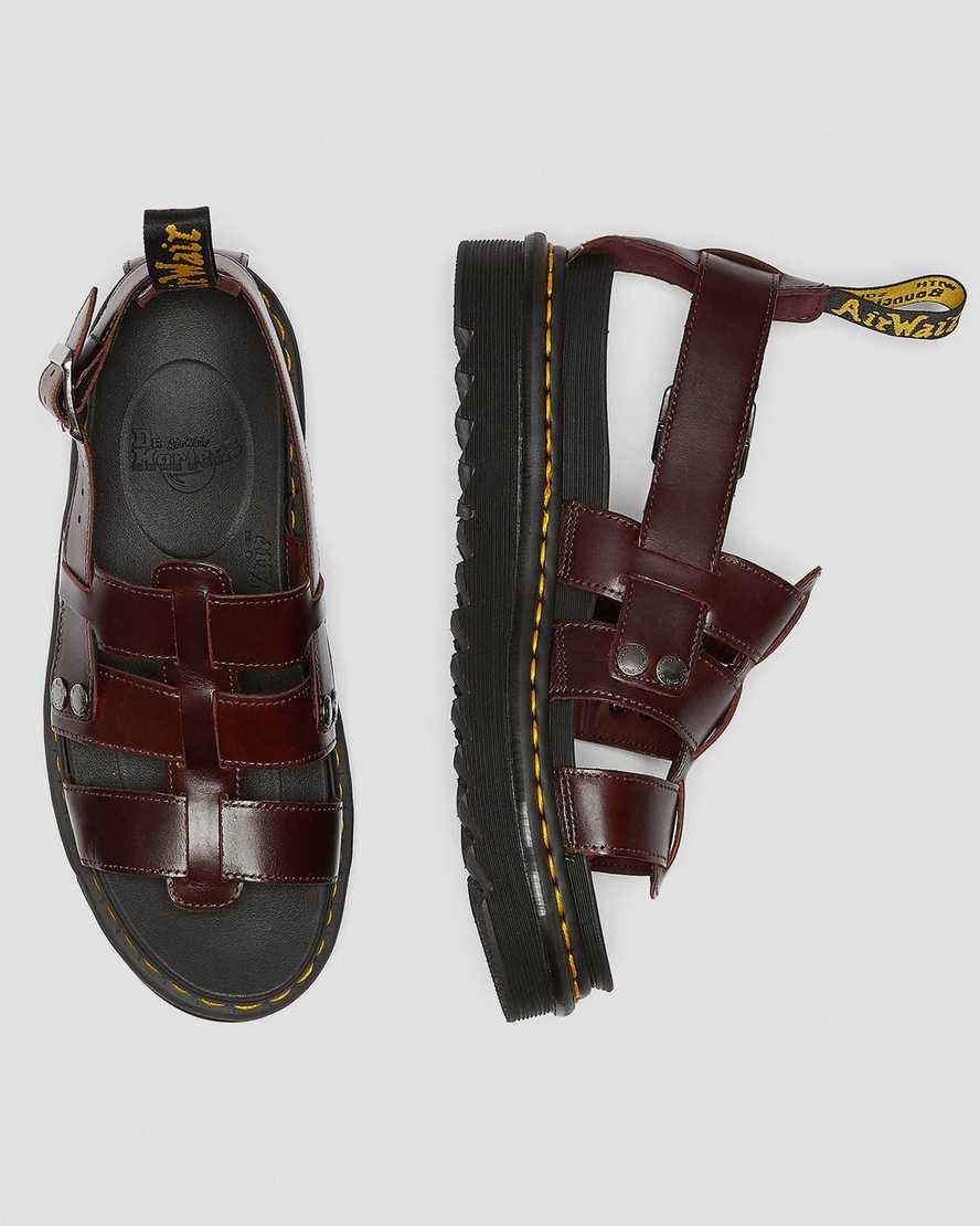 sandalias con tiras dr martens terry para hombre en color marrón