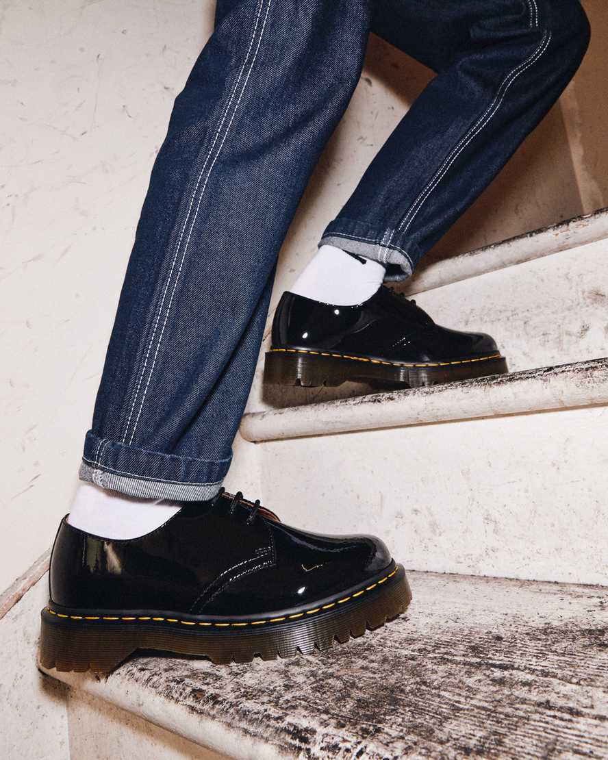 zapatos oxford dr martens 1461 bex patent para hombre color negro