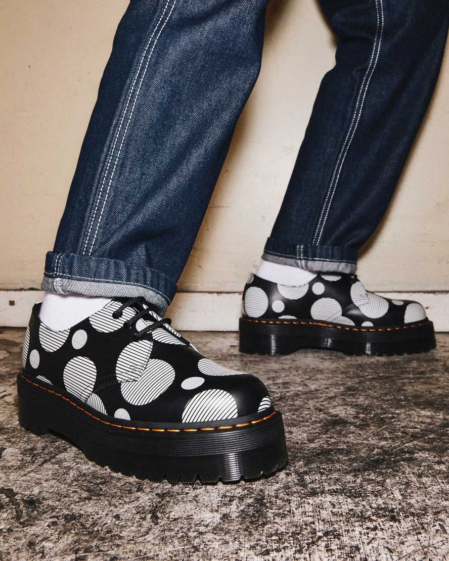 zapatos de plataforma negros dr martens 1461 con lunares lisos para hombre