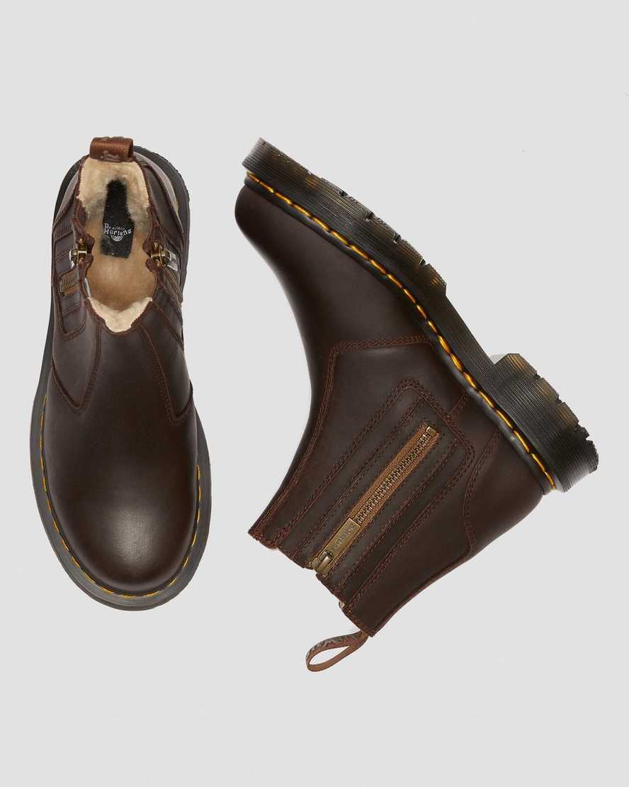 botas chelsea con cremallera dr martens 2976 dms wintergrip para mujer en color marrón