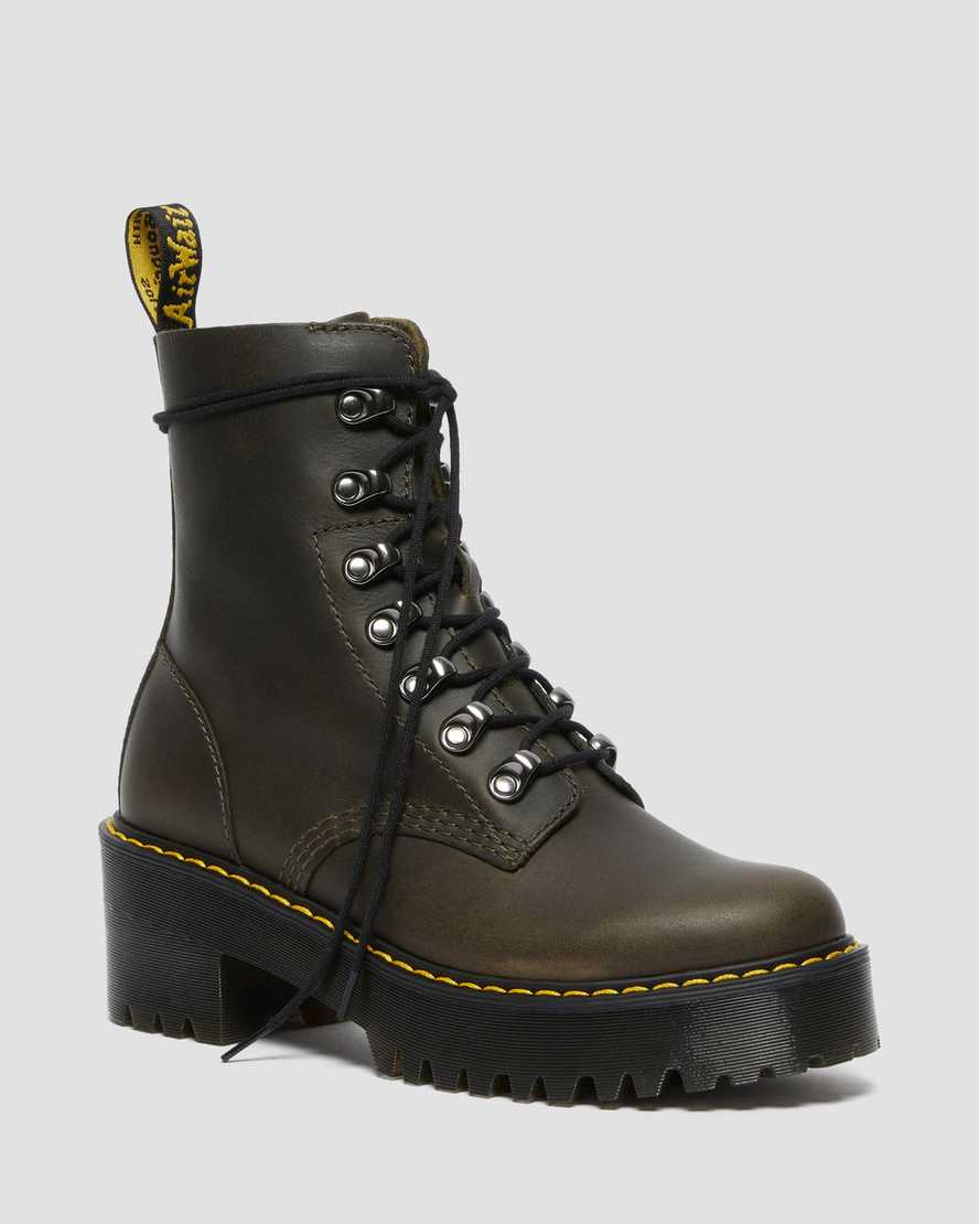 botas de tacón dr martens leona para mujer en color marrón