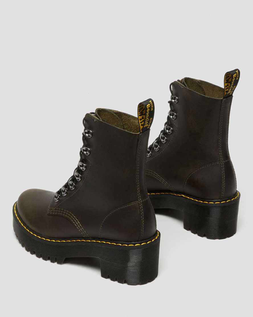 botas de tacón dr martens leona para mujer en color marrón