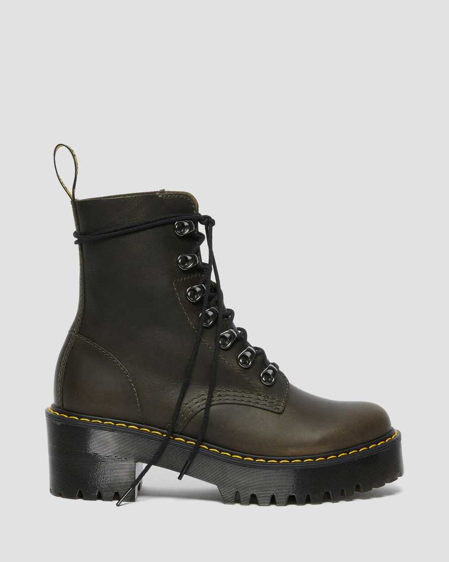 botas de tacón dr martens leona para mujer en color marrón