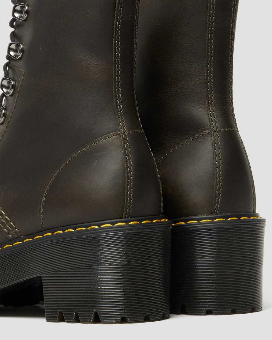 botas de tacón dr martens leona para mujer en color marrón