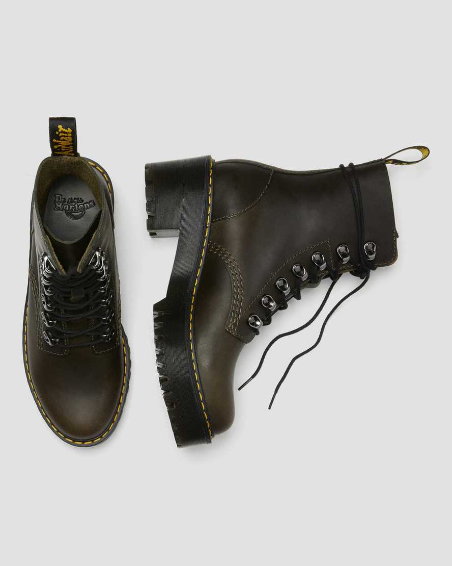 botas de tacón dr martens leona para mujer en color marrón