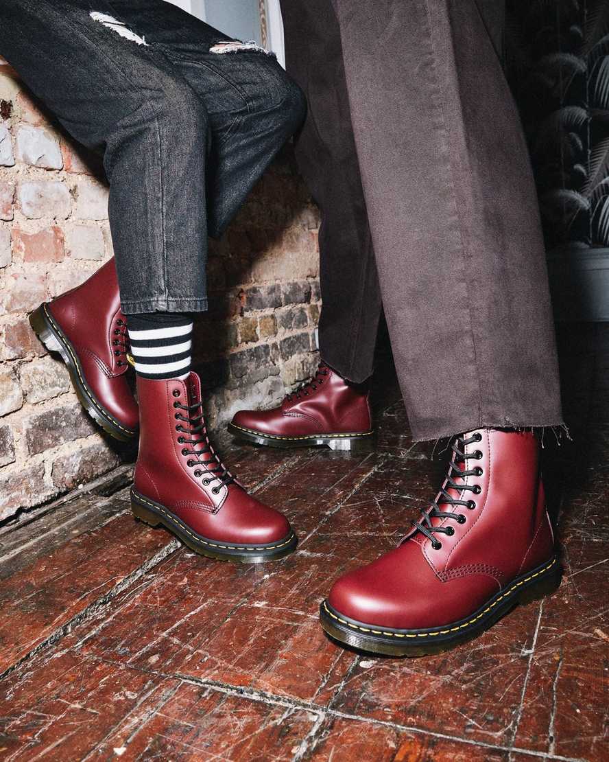 botas rojas dr martens 1490 smooth de media caña para mujer