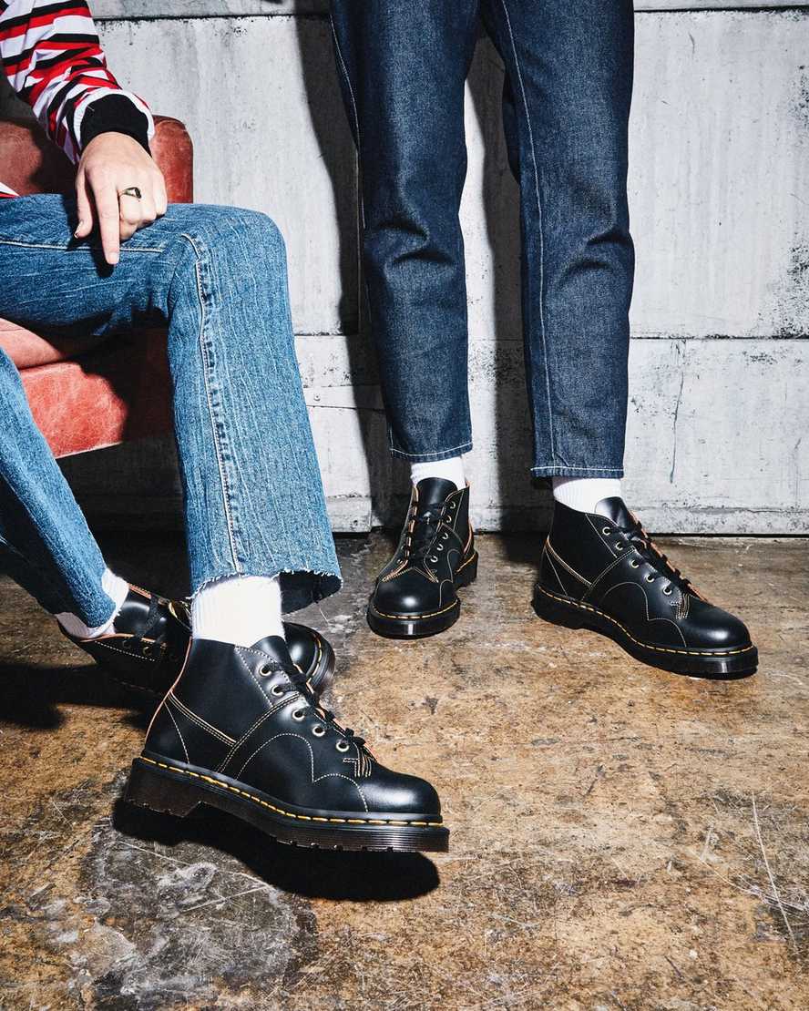 botas negras dr martens church vintage monkey para mujer