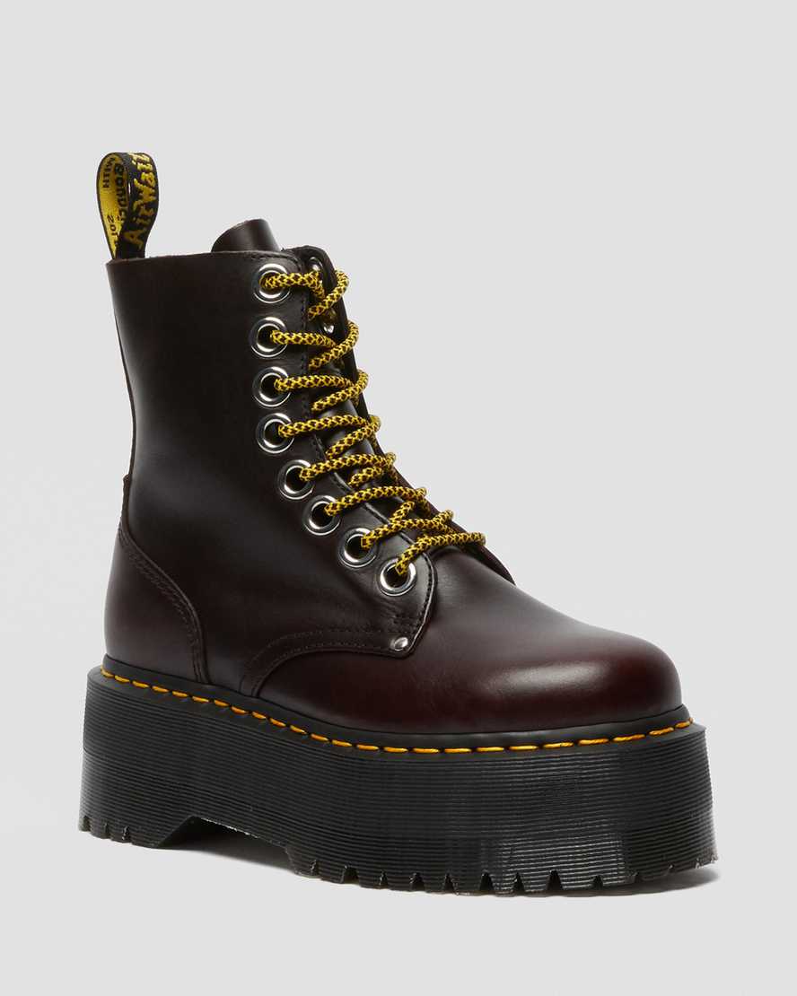 botas de plataforma dr martens jadon max para mujer en color burdeos