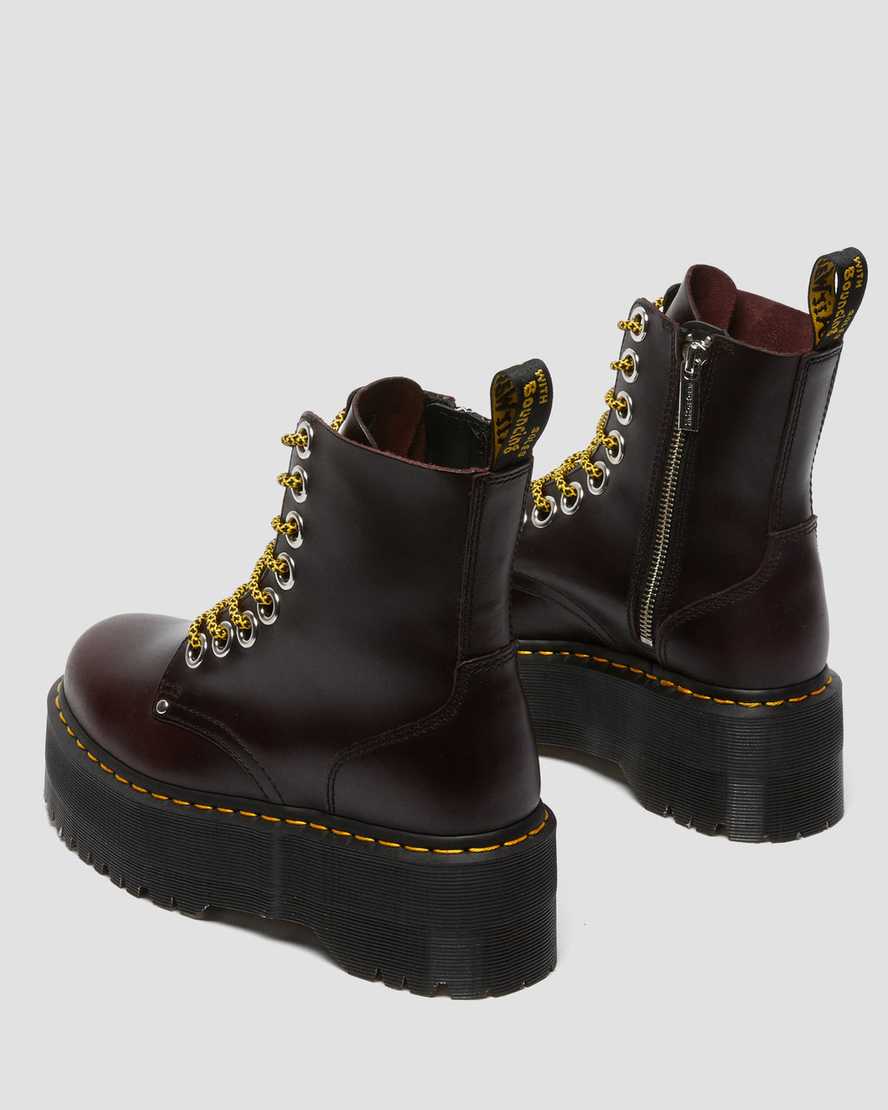 botas de plataforma dr martens jadon max para mujer en color burdeos