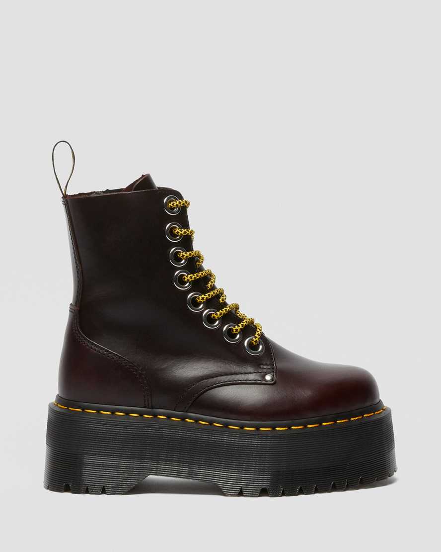 botas de plataforma dr martens jadon max para mujer en color burdeos