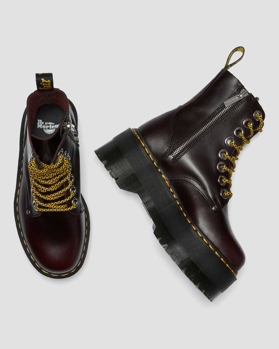 botas de plataforma dr martens jadon max para mujer en color burdeos