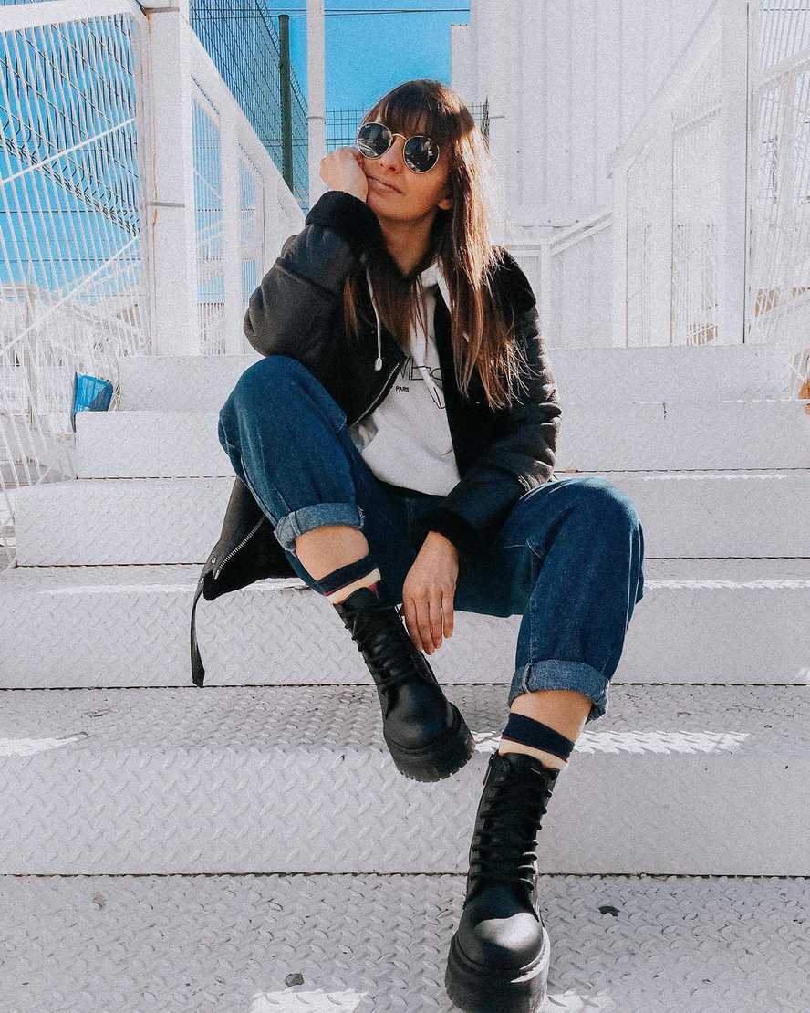 botas de plataforma negras dr martens jadon ii mono para mujer