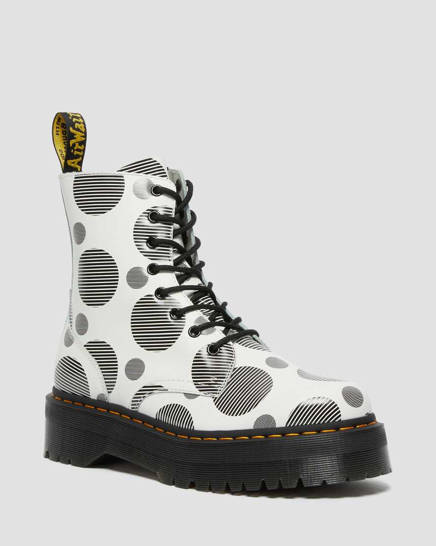 botas de plataforma blancas dr martens jadon con lunares lisos para mujer