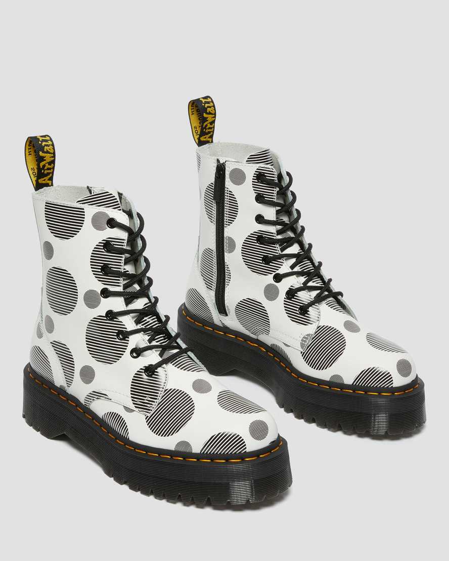 botas de plataforma blancas dr martens jadon con lunares lisos para mujer