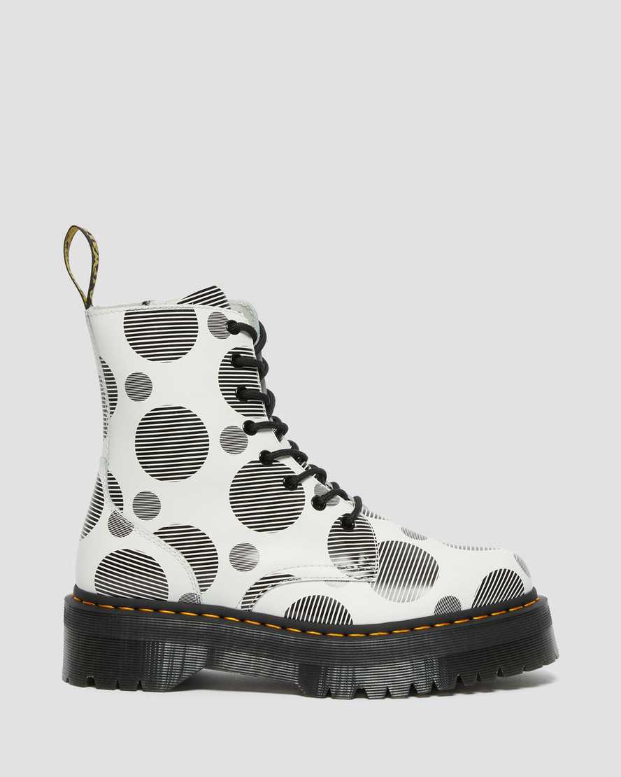 botas de plataforma blancas dr martens jadon con lunares lisos para mujer