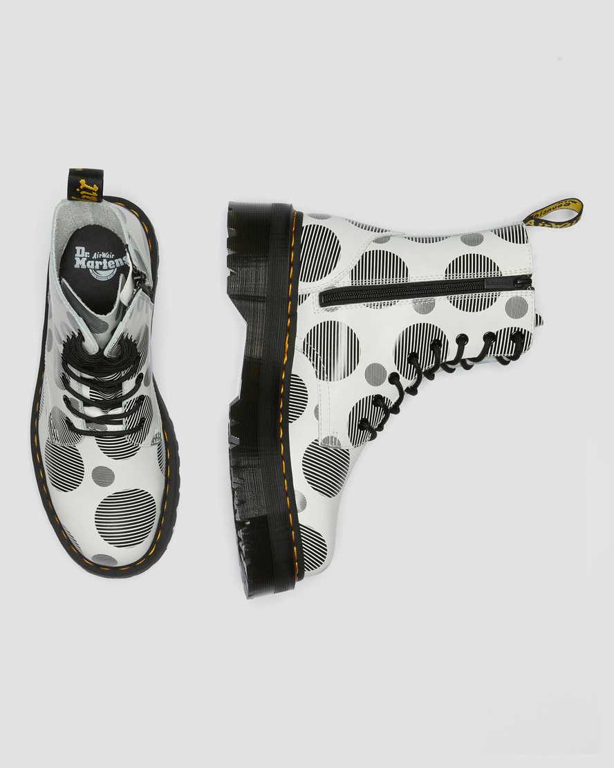 botas de plataforma blancas dr martens jadon con lunares lisos para mujer