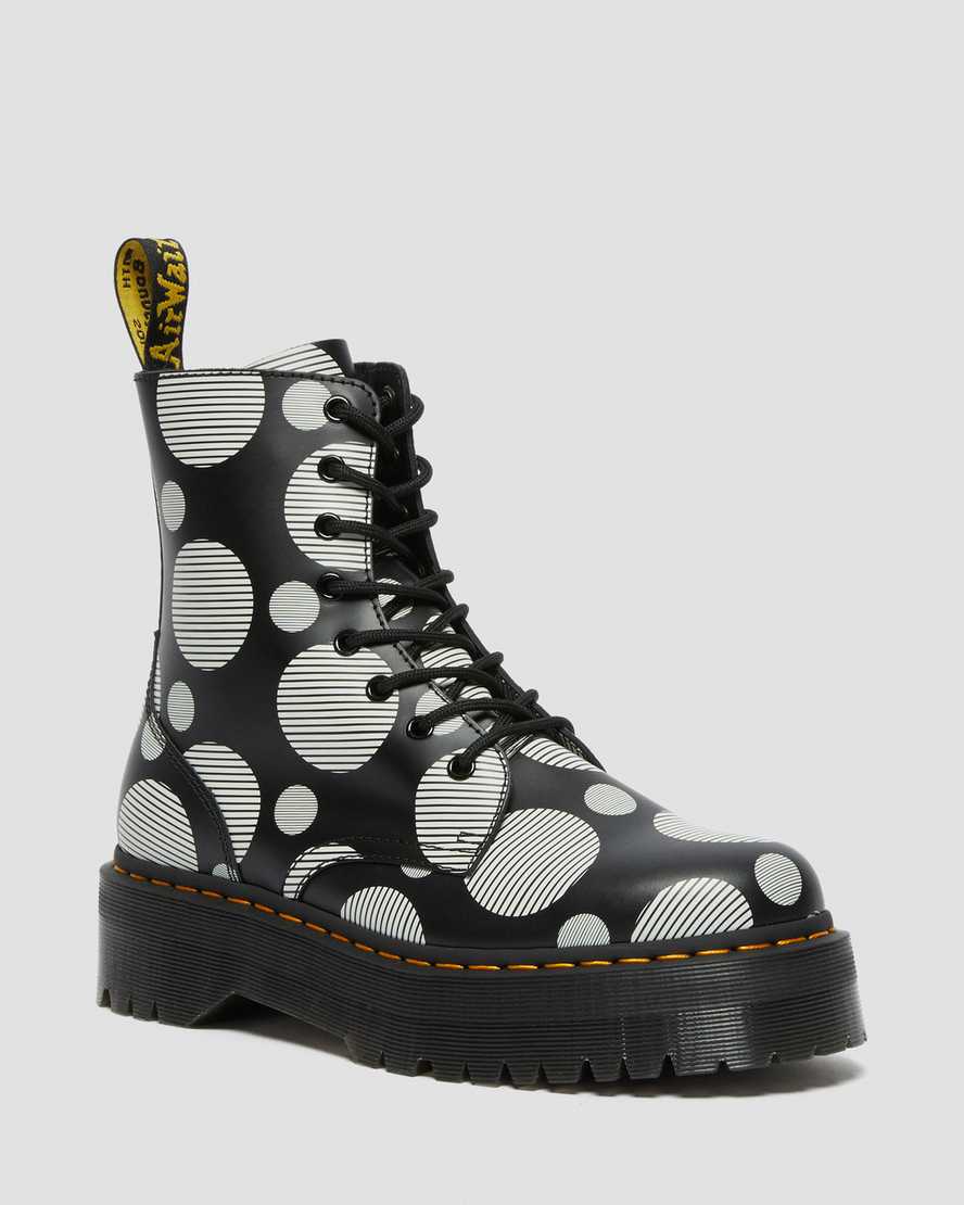 botas de plataforma negras dr martens jadon con lunares lisos para mujer