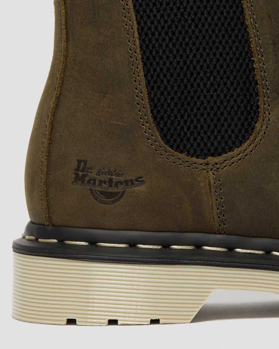 botas de trabajo chelsea con punta de acero dr. martens arbor en color oliva para mujer