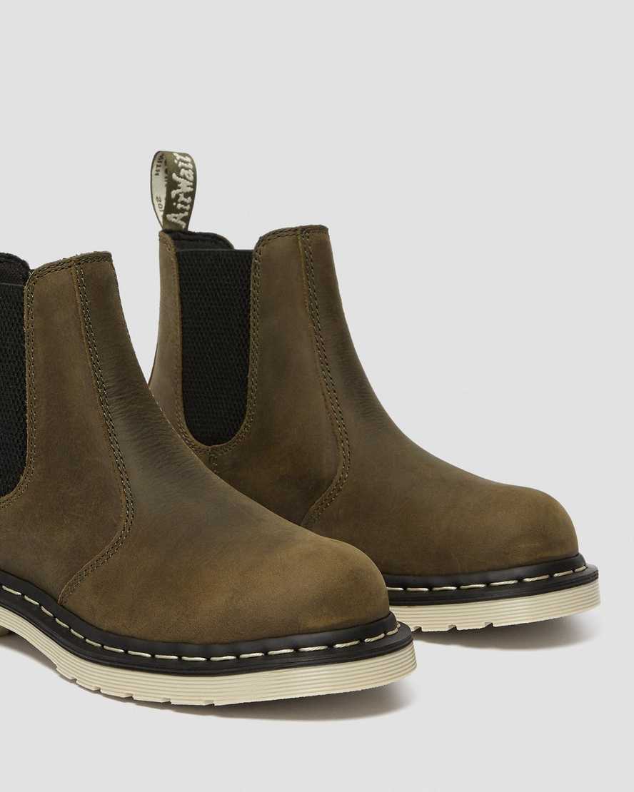 botas de trabajo chelsea con punta de acero dr. martens arbor en color oliva para mujer