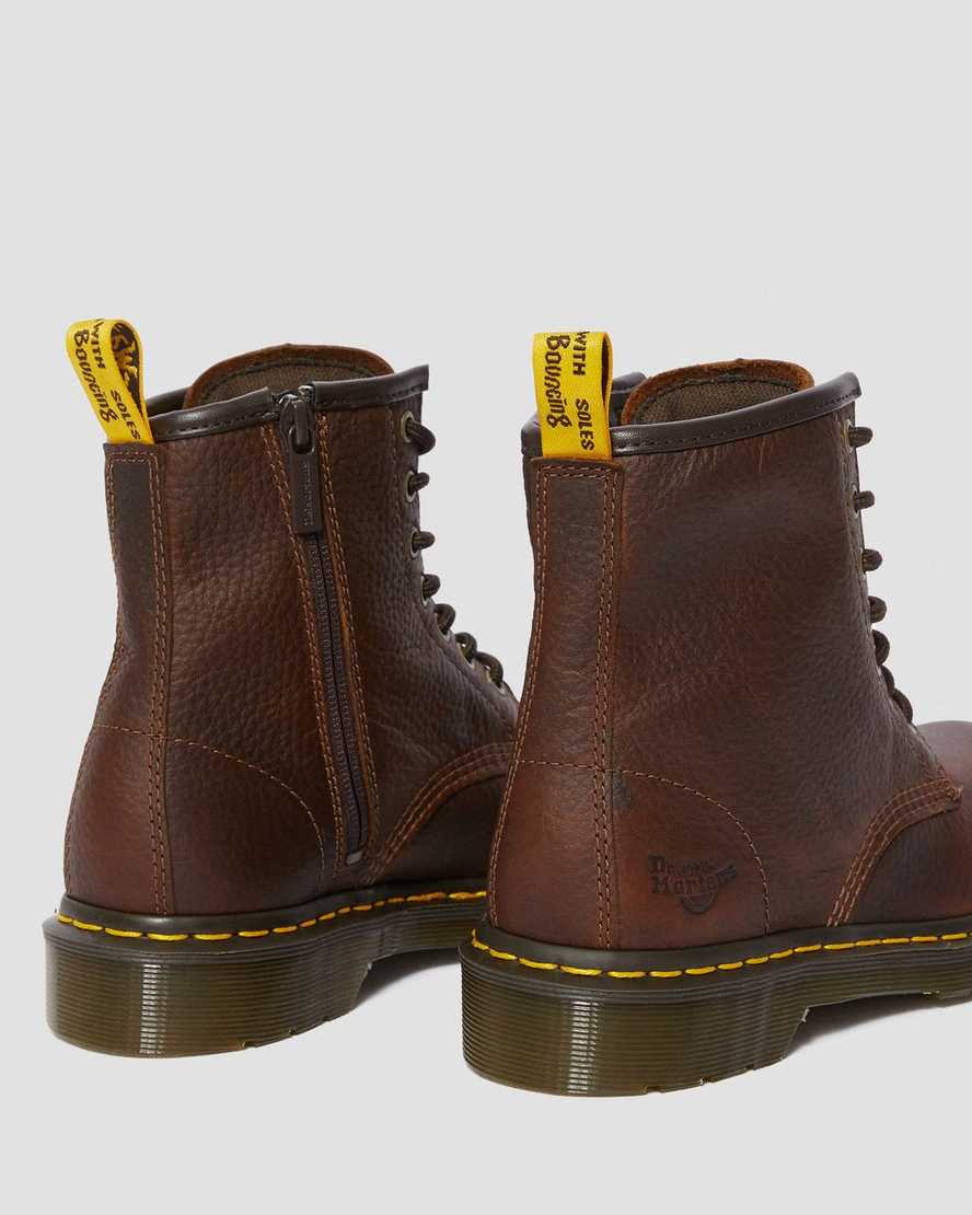 botas de trabajo dr martens maple zip con punta de acero para mujer color marrón