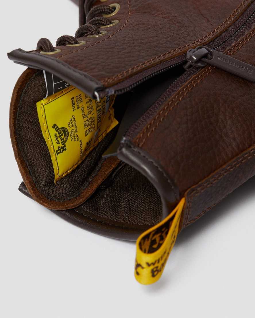 botas de trabajo dr martens maple zip con punta de acero para mujer color marrón