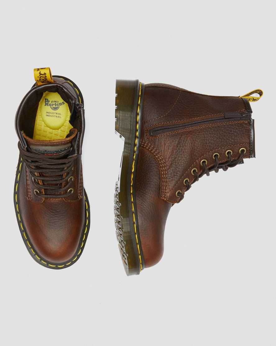 botas de trabajo dr martens maple zip con punta de acero para mujer color marrón