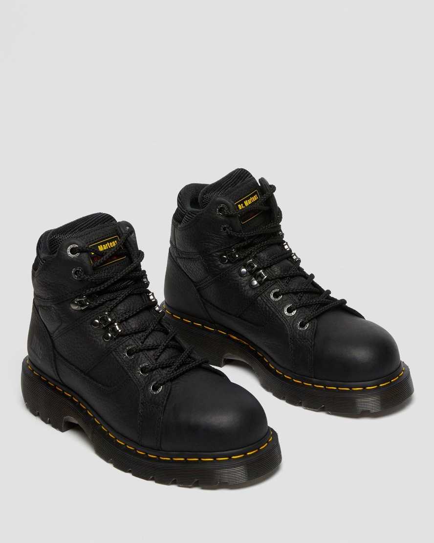 botas de trabajo dr. martens ironbridge grizzly con punta de acero para mujer color negro