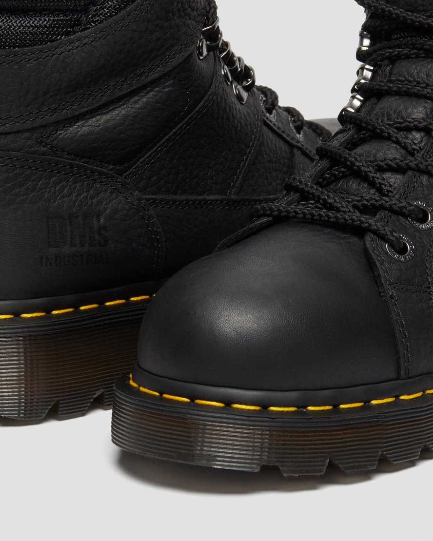 botas de trabajo dr. martens ironbridge grizzly con punta de acero para mujer color negro