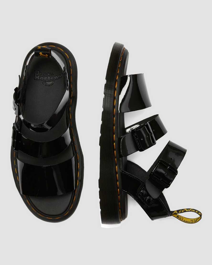 sandalias gladiadoras dr martens gryphon patent para mujer en negro