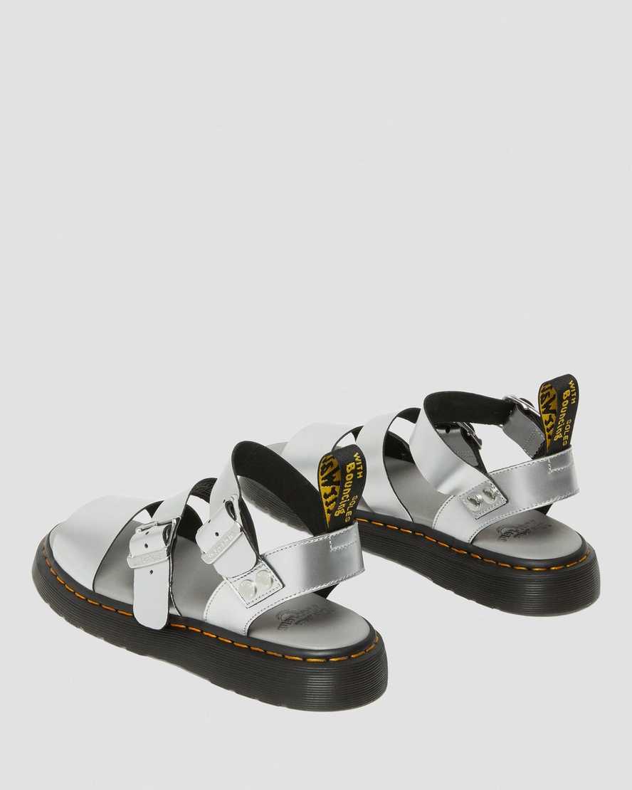 sandalias de gladiador plateadas metalizadas dr martens gryphon para mujer